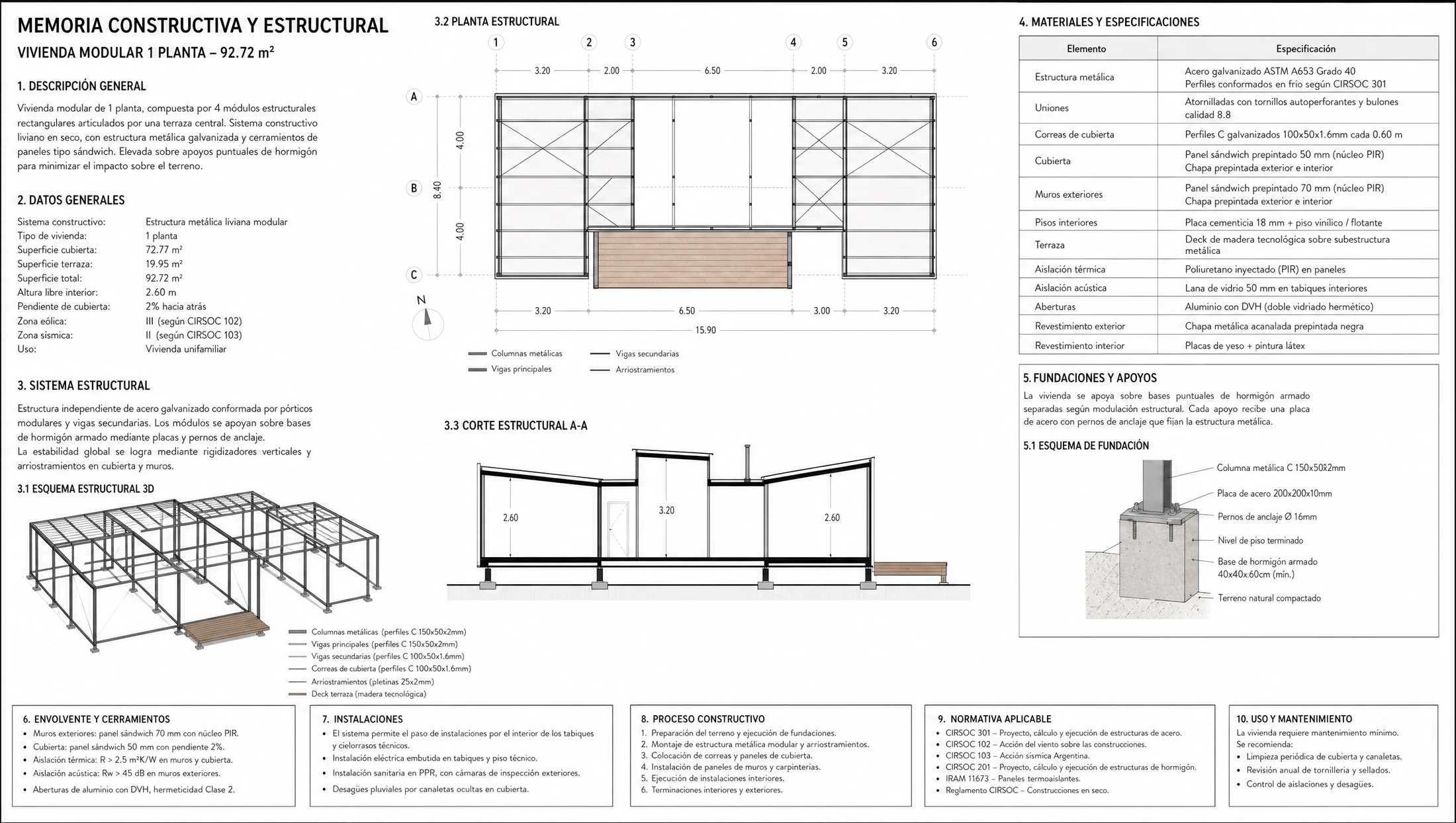 Memoria estructural de casa en estructura metálica de 132 m² certificada NSR-10