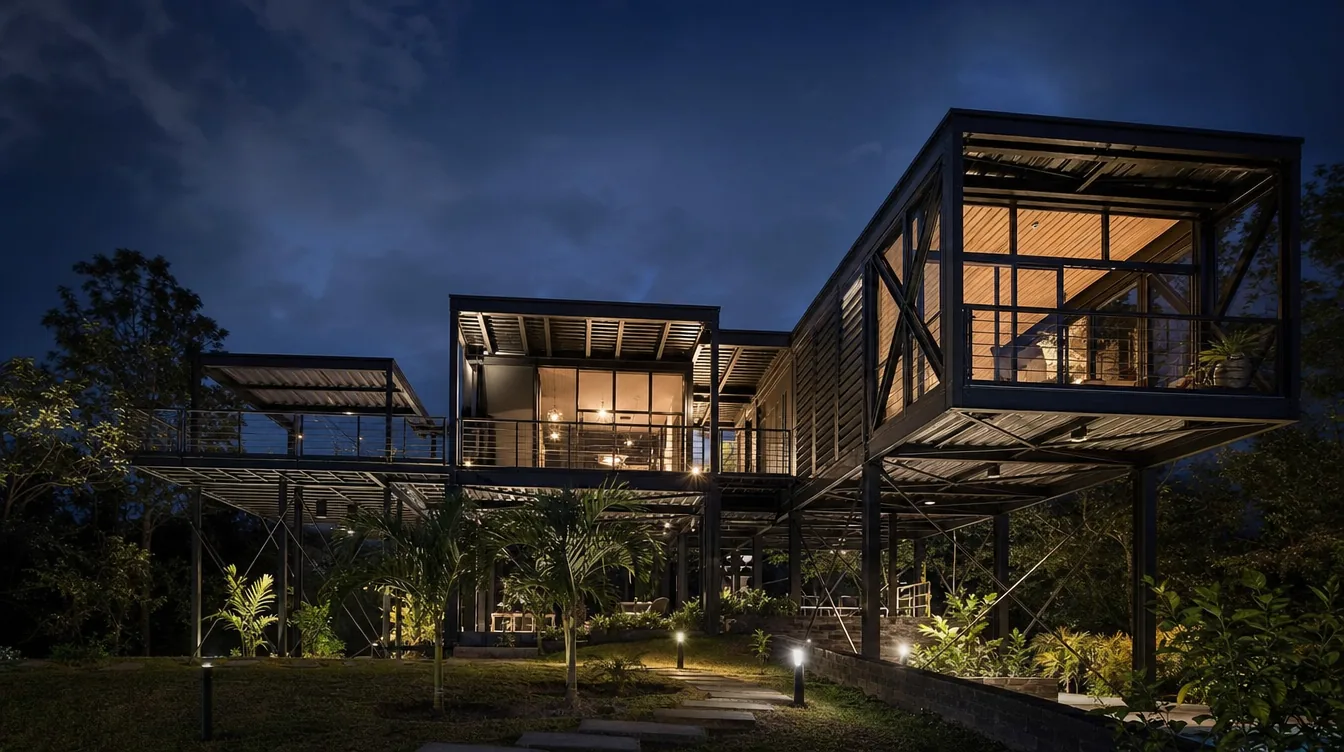 Casa en metal de 148 m² — casa prefabricada y modular en estructura metálica en Colombia