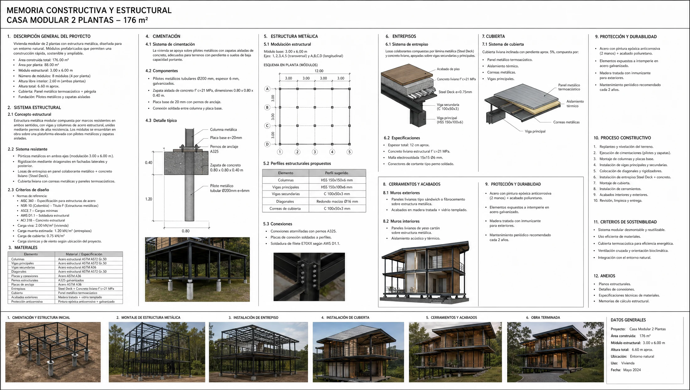 Memoria estructural de casa en estructura metálica de 176 m² certificada NSR-10