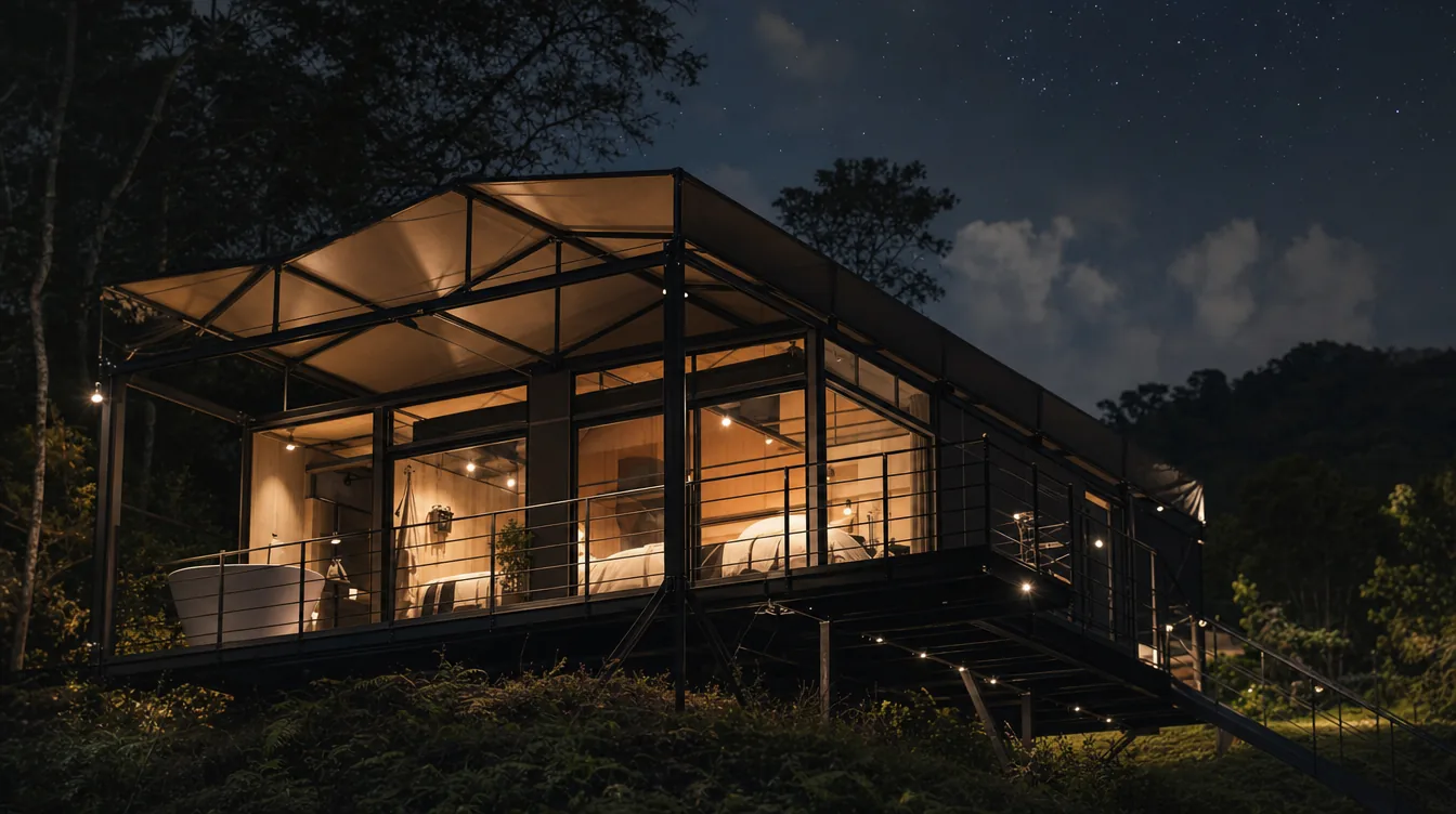 Glamping modular en metal — glamping y cabañas prefabricadas en estructura metálica