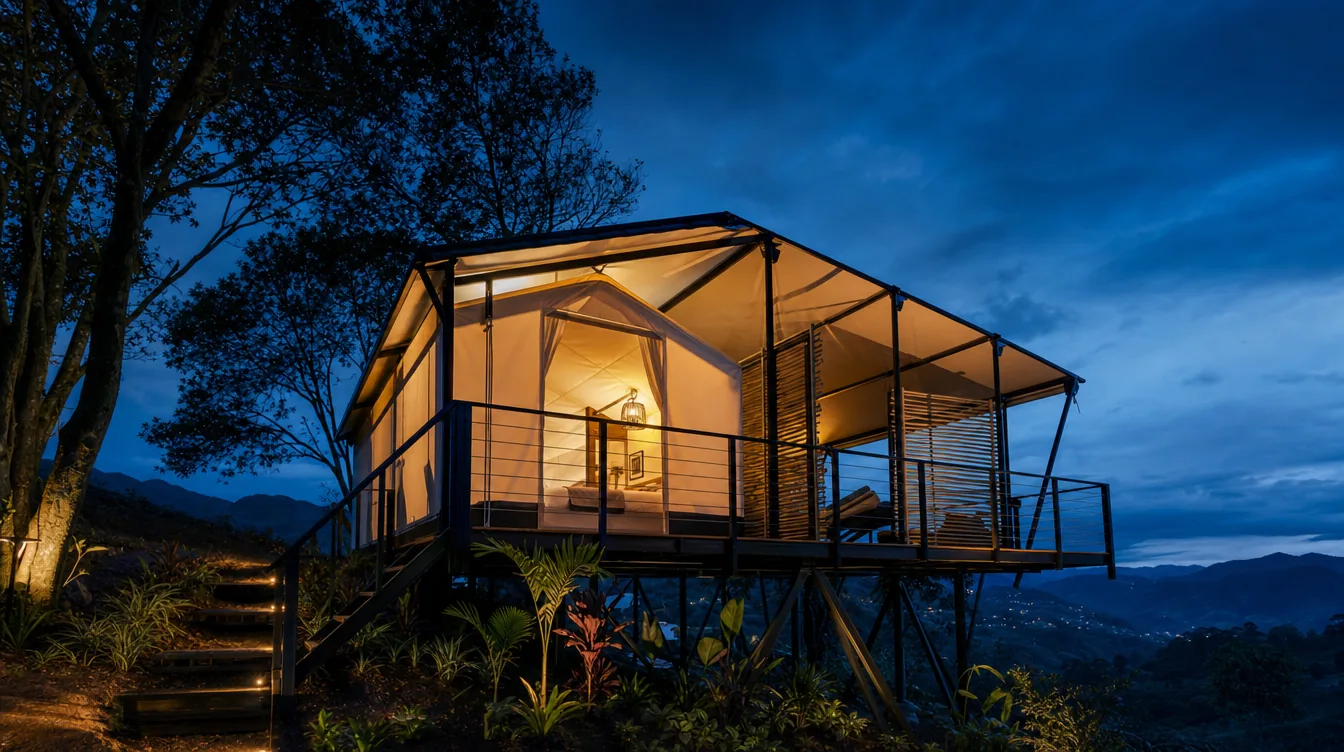 Glamping modular en metal — glamping y cabañas prefabricadas en estructura metálica