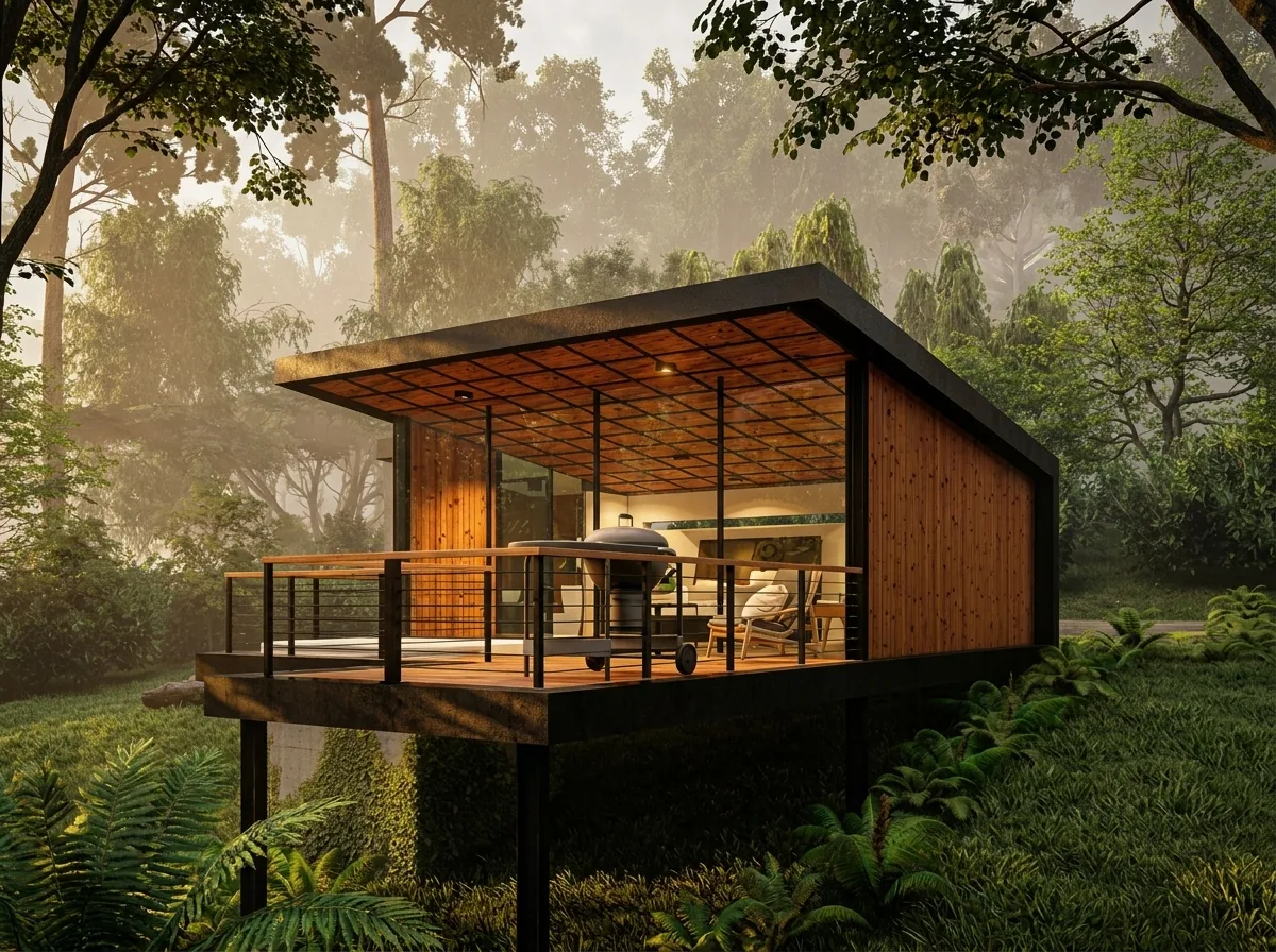 Glamping modular en metal — glamping y cabañas prefabricadas en estructura metálica