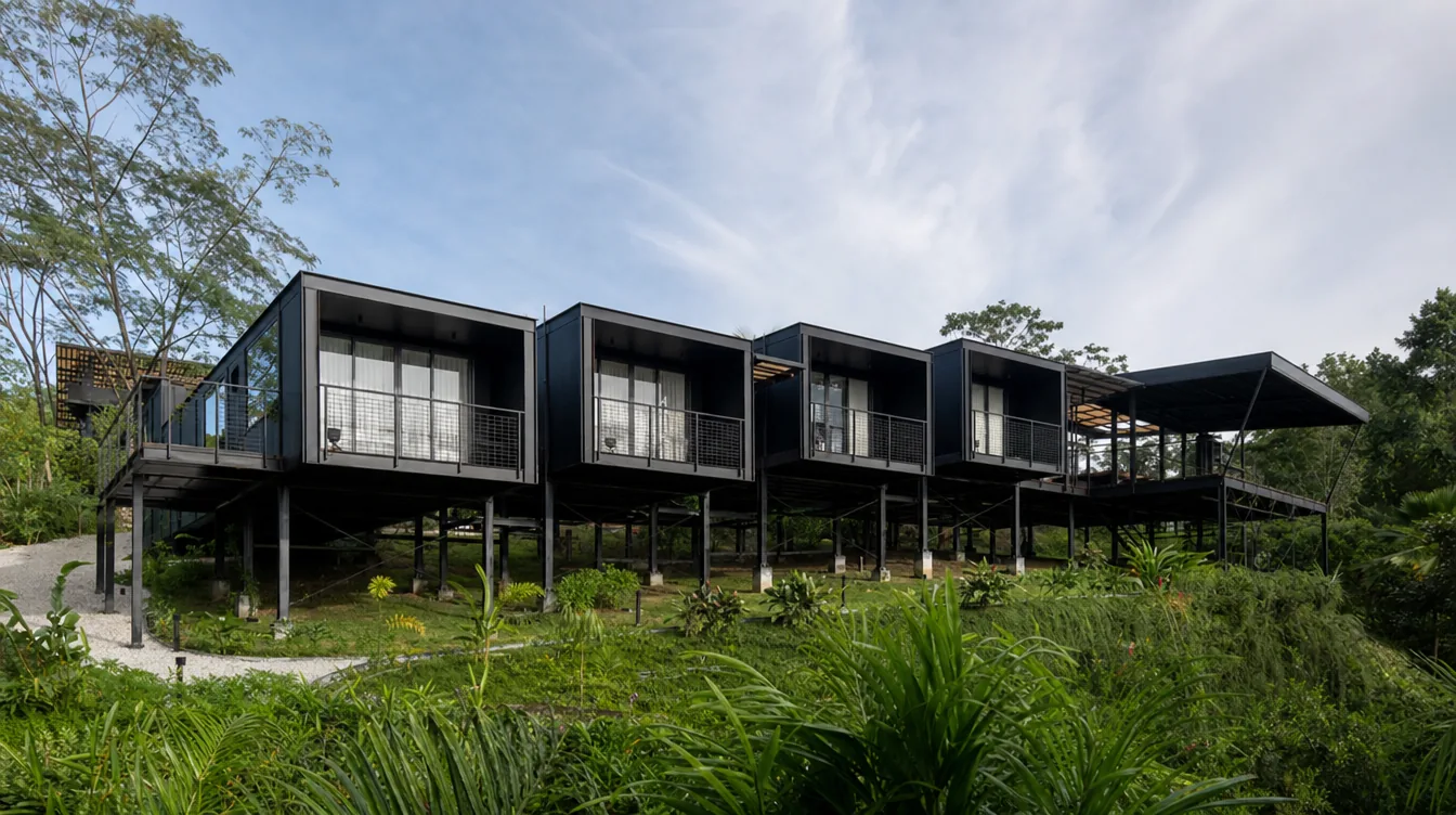 Hotel modular en estructura metálica — hoteles y ecohoteles prefabricados en Colombia