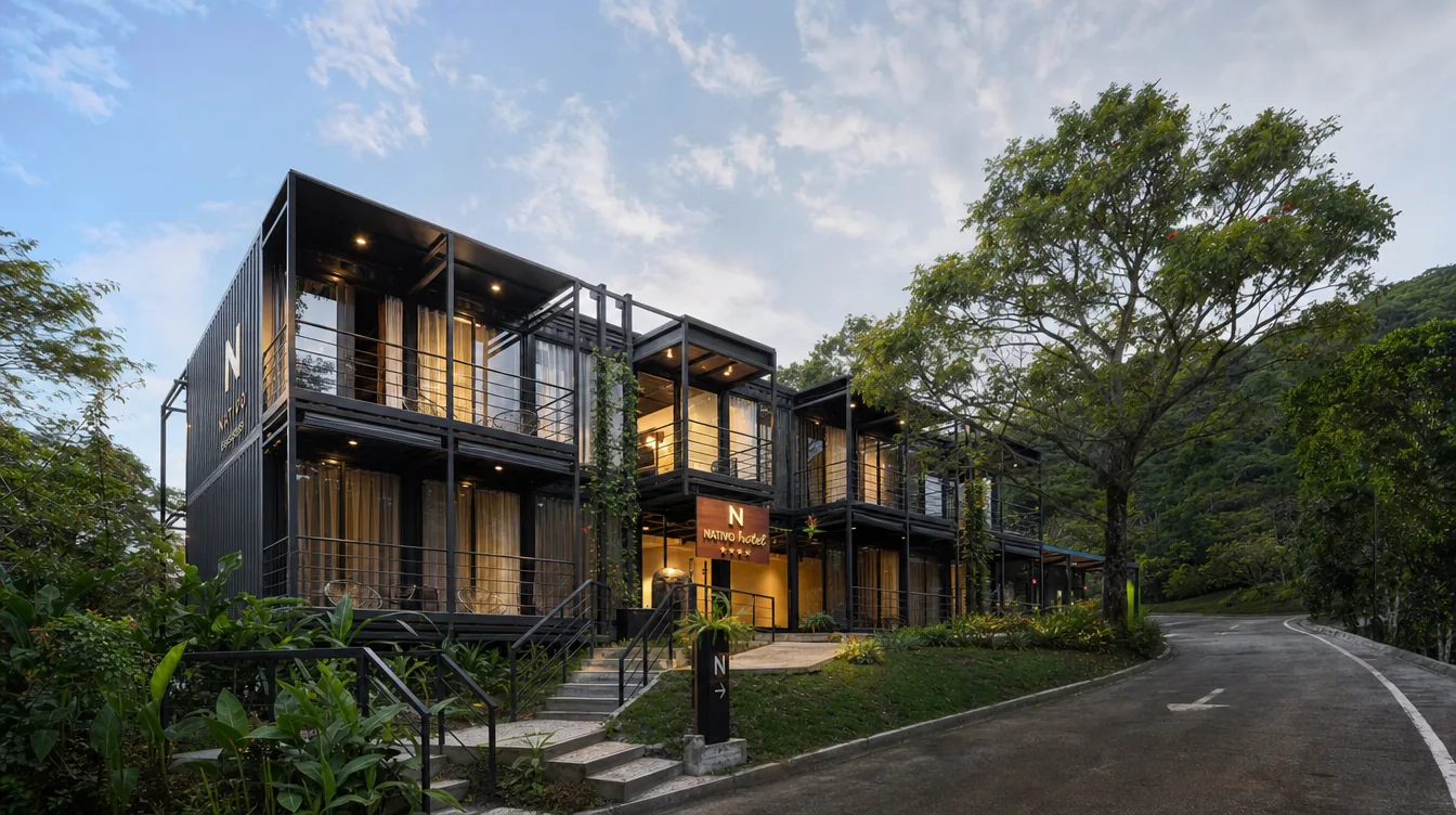 Hotel modular en estructura metálica — hoteles y ecohoteles prefabricados en Colombia